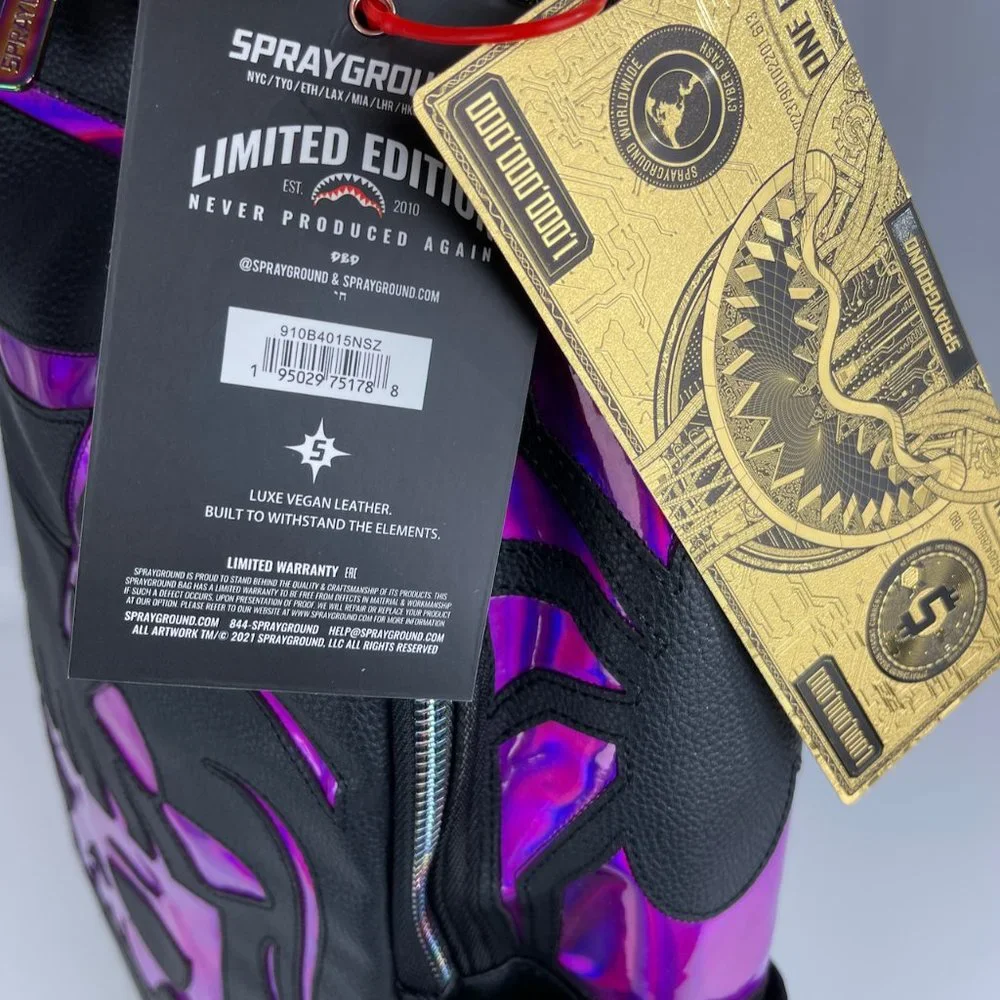 New Sprayground Cazzu Iridescent Spider Skull Shark DLXV Backpack - Picture 7 of 11